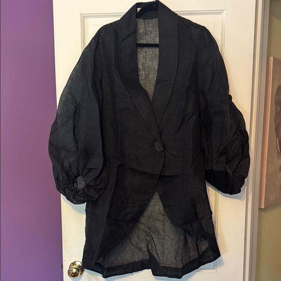 Black Blazer with Dramatic Puff Sleeves - Picture 1 of 1
